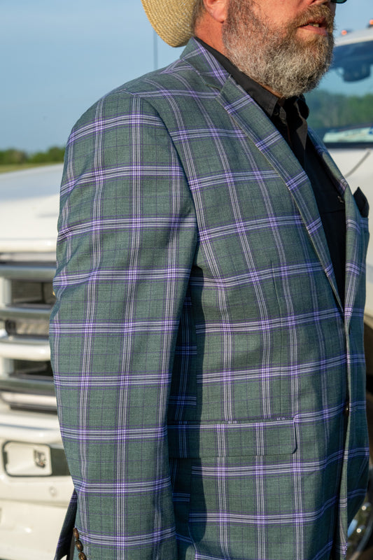 New!! Seafoam Green Lavender Windowpane Cowboy Sport Coat