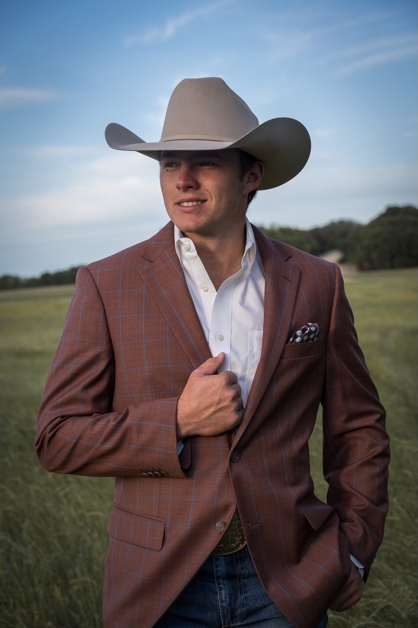 Rust Terracotta Windowpane Cowboy Sport Coat