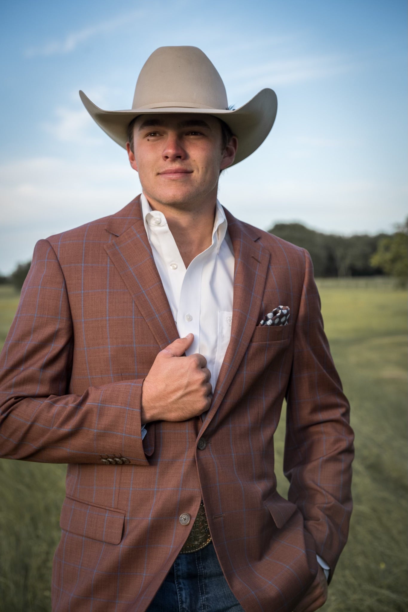 Rust Terracotta Windowpane Cowboy Sport Coat
