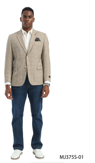 Bone Tan Windowpane Cowboy Sport Coat