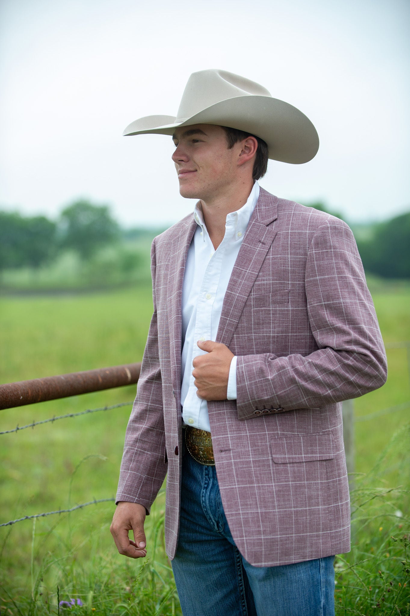 Aggie Maroon Windowpane Cowboy Sport Coat