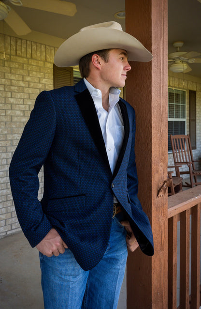 Midnight Blue Athletic Cowboy Sport Coat – Modern Western Statement Jacket