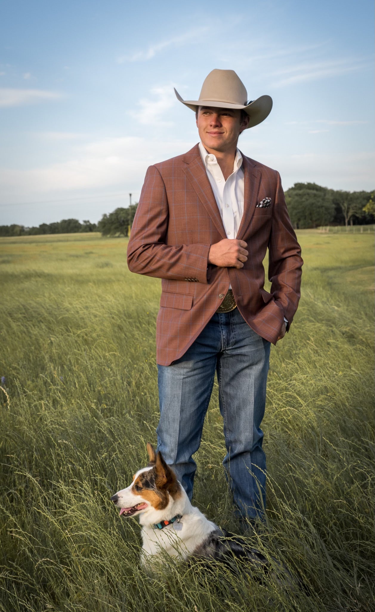 Rust Terracotta Windowpane Cowboy Sport Coat