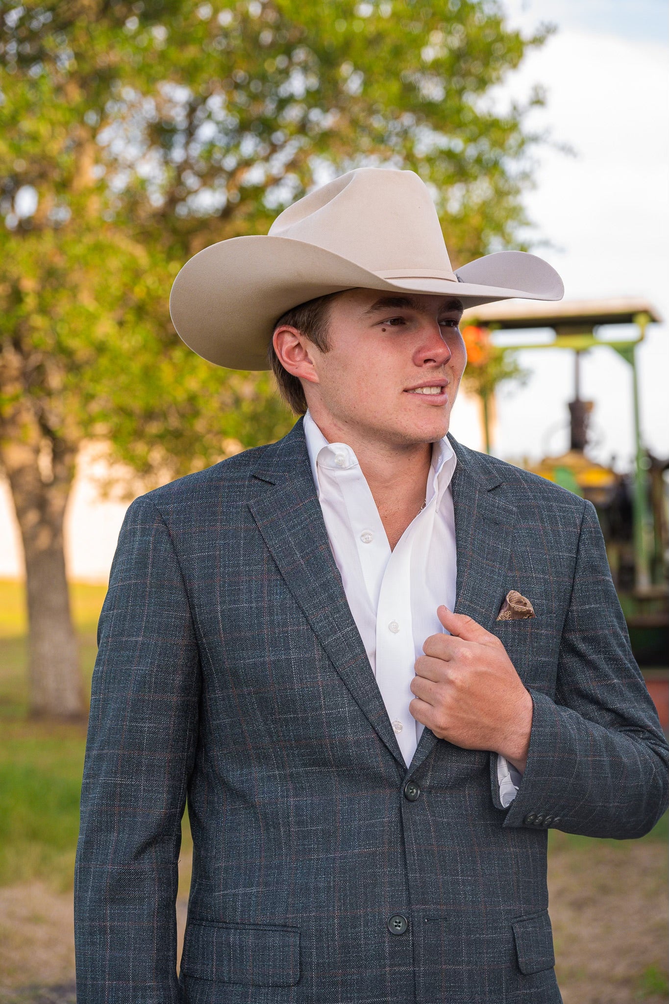 New Dark Green Tan Detail Cowboy Sport Coat
