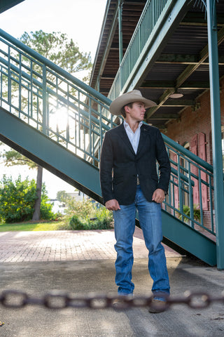 Black Ultra-Suede Western Yoke Cowboy Slim Fit Sport Coat