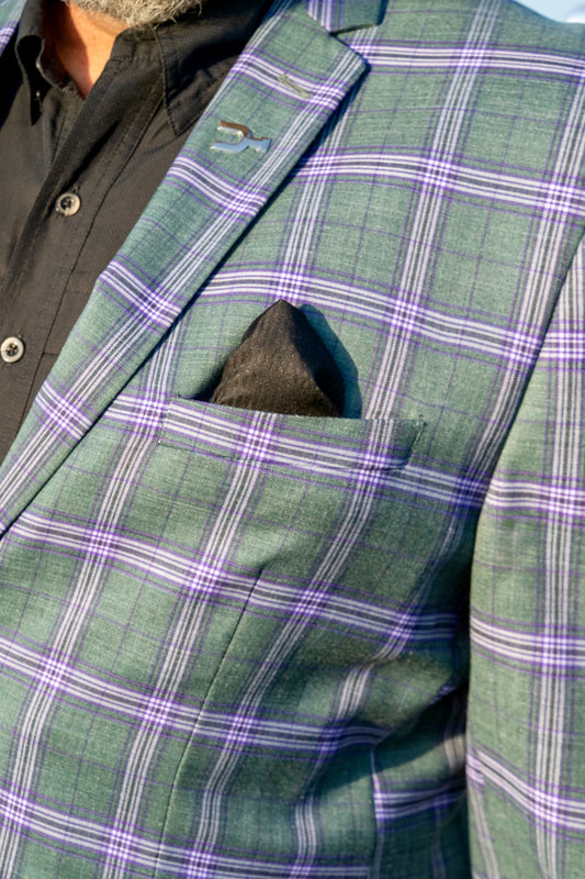 New!! Seafoam Green Lavender Windowpane Cowboy Sport Coat