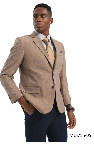 Khaki Tan with Lavender Windowpane Cowboy Sport Coat