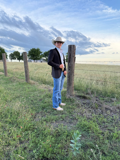 Mocha Chocolate Brown Velvet Lapel Cowboy Sport Coat – Tailored Western Lifestyle Jacket