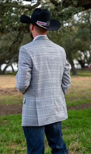 Lightweight Gray Windowpane Cowboy Sport Coat