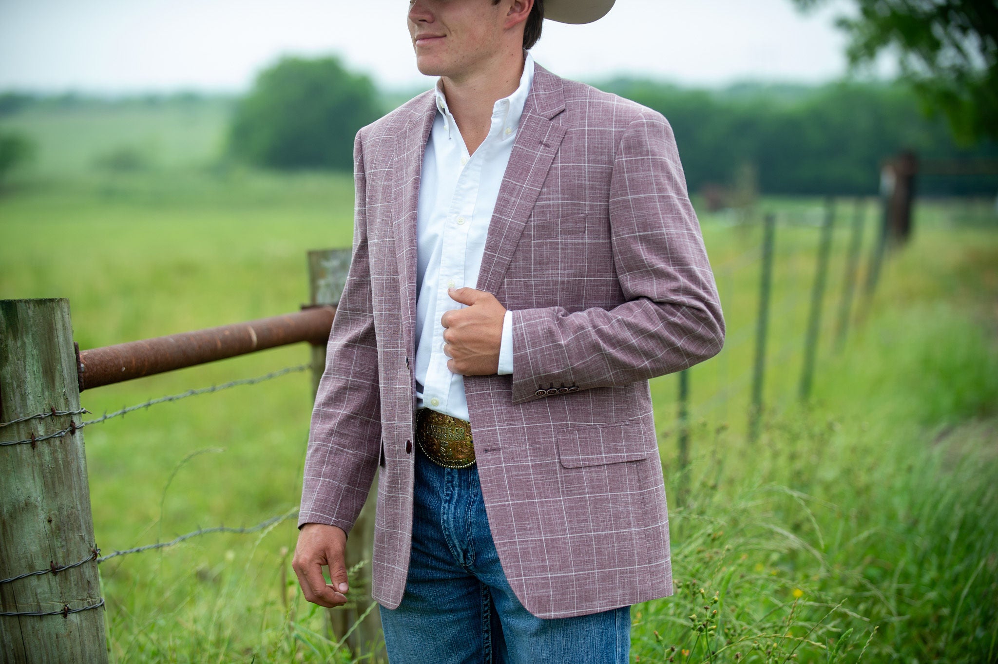 Aggie Maroon Windowpane Cowboy Sport Coat