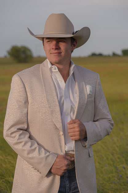 Cream Paisley Western Formal Jacket – Slim Fit Cowboy Sport Coat