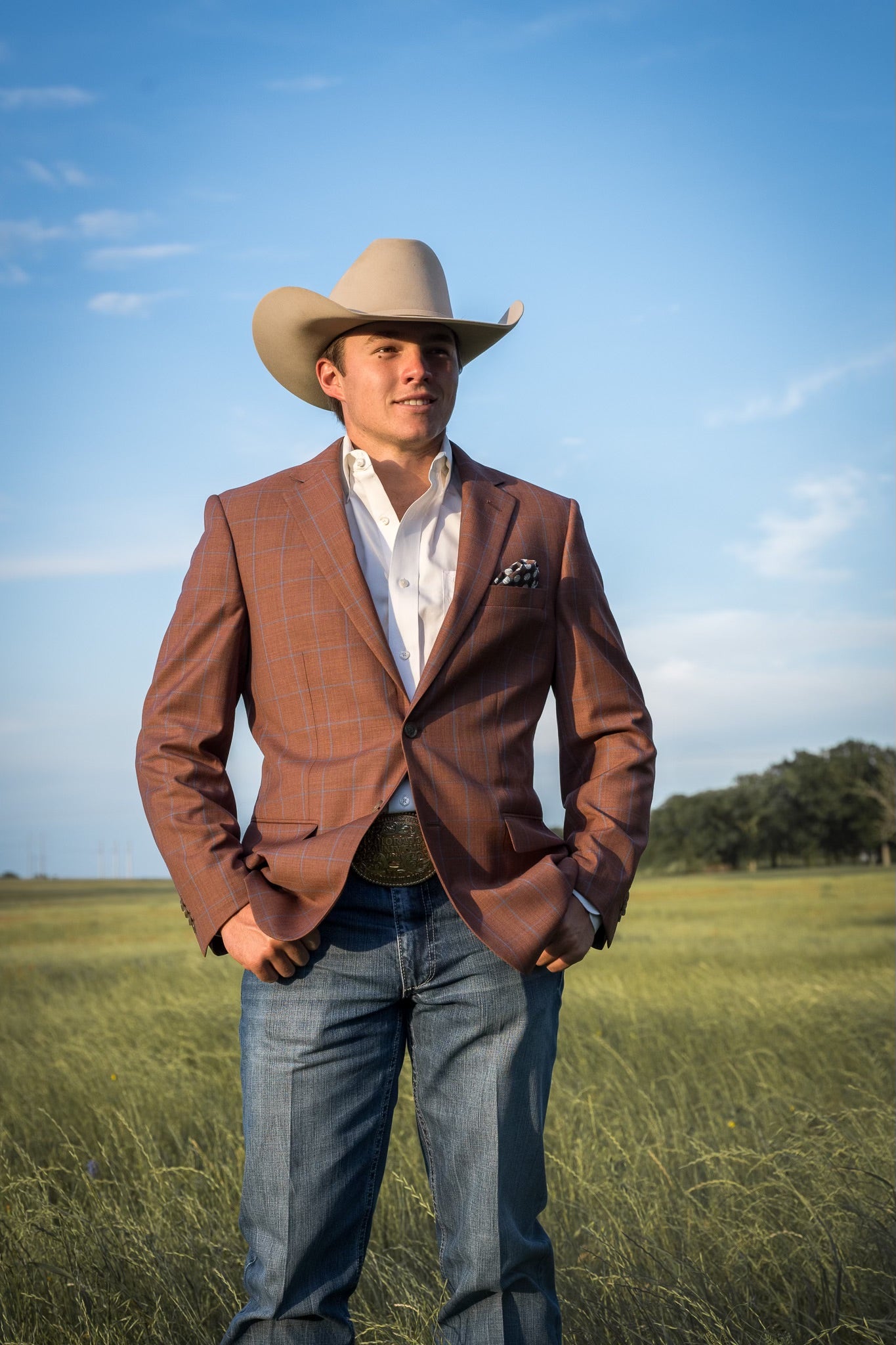 Rust Terracotta Windowpane Cowboy Sport Coat – Classic Fit Western Warmth