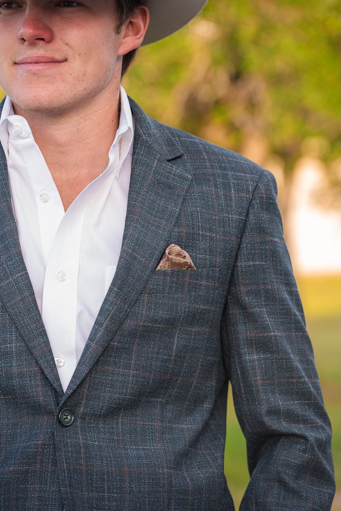 New Dark Green Tan Detail Cowboy Sport Coat