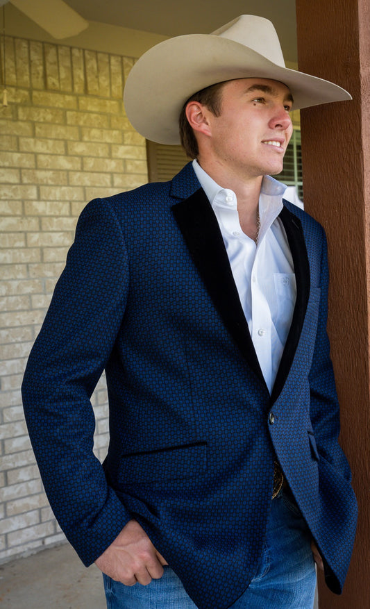 Midnight Blue Athletic Cowboy Sport Coat – Modern Western Statement Jacket
