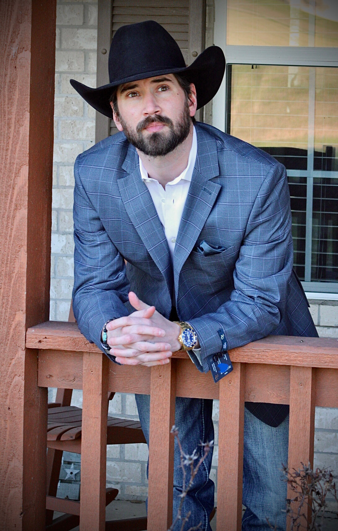 Slate Blue Houndstooth Cowboy Sport Coat