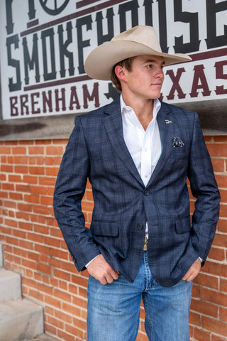 New!! Blue Roan Plaid Cowboy Sport Coat