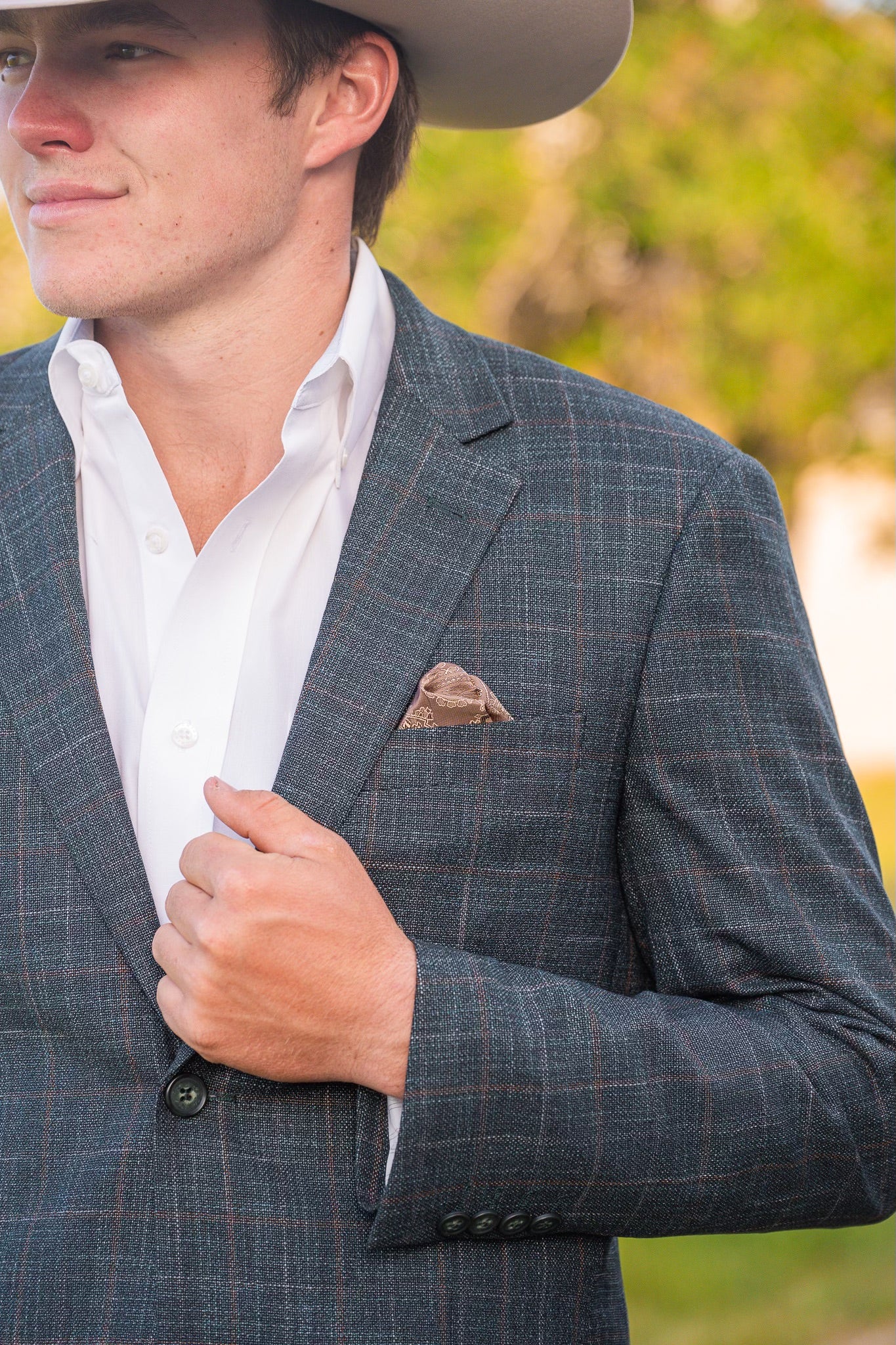 New Dark Green Tan Detail Cowboy Sport Coat
