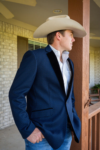 Midnight Blue Athletic Cowboy Sport Coat – Modern Western Statement Jacket