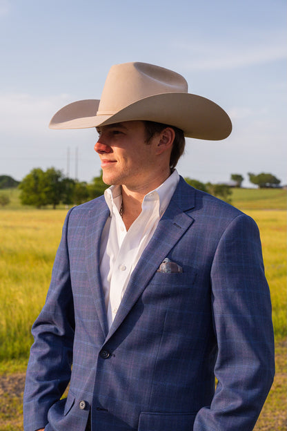 Ranch Blue with Pink Plaid Summer Cowboy Sport Coat – Classic Fit Western Jacket