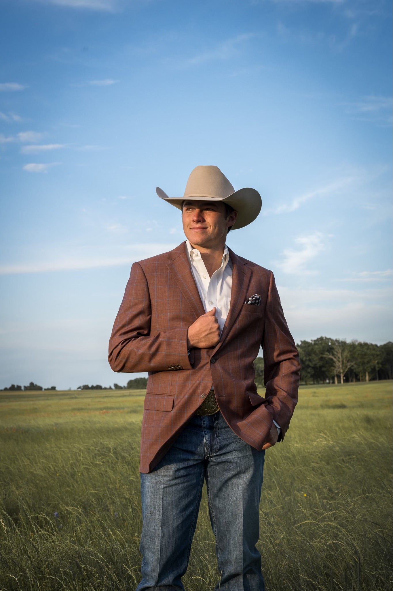 Rust Terracotta Windowpane Cowboy Sport Coat – Classic Fit Western Warmth