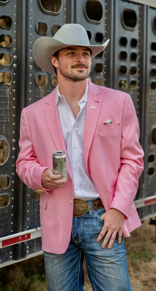 Pink Cadillac Cowboy Sport Coat by Espuela Design Co. Lightweight Western Blazer with Modern Athletic Fit