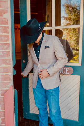 New!! Bone Tan Windowpane Cowboy Sport Coat