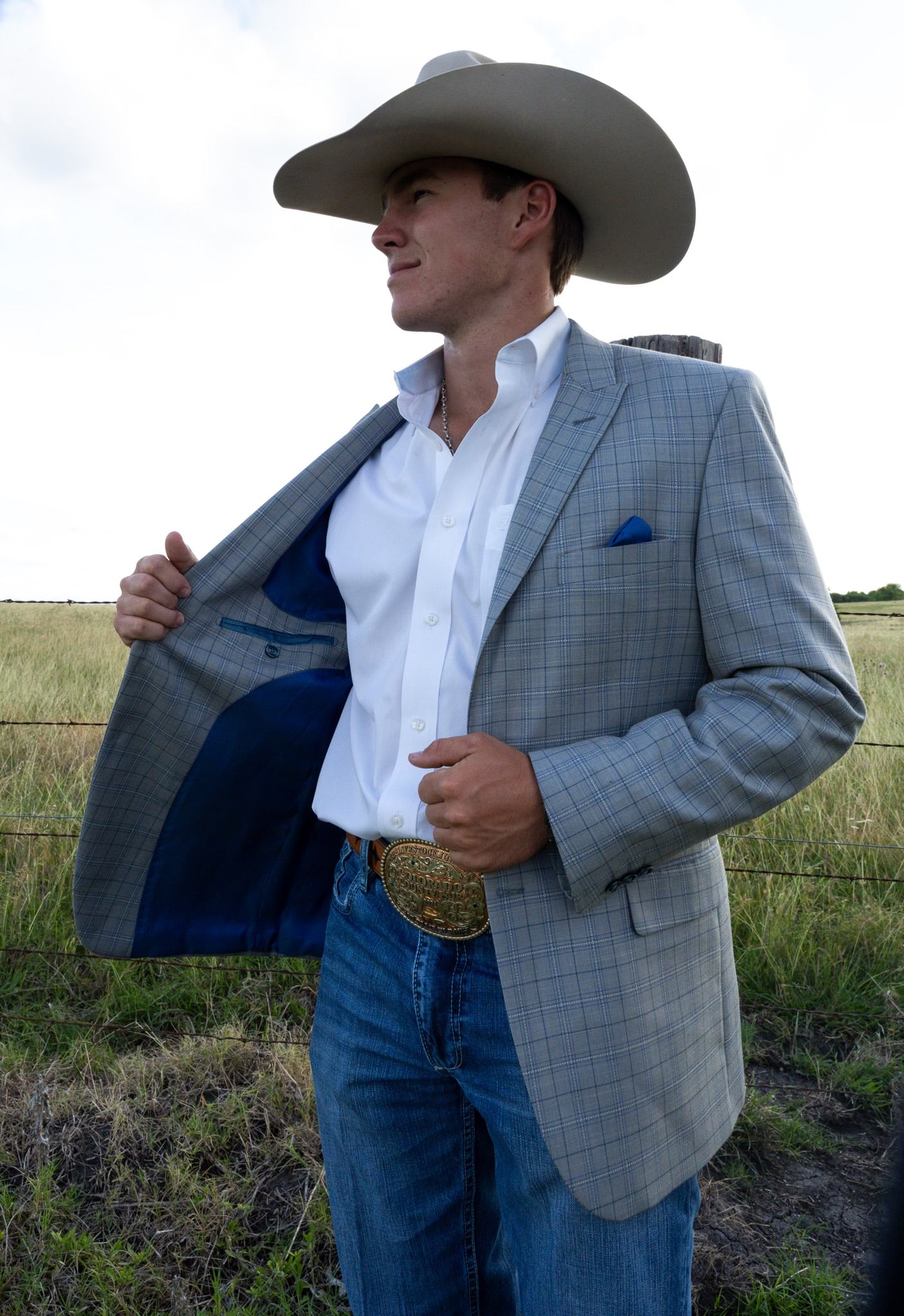 Steel Ranch Blue-Grey Long-Length Cowboy Sport Coat – Modern Western Luxe
