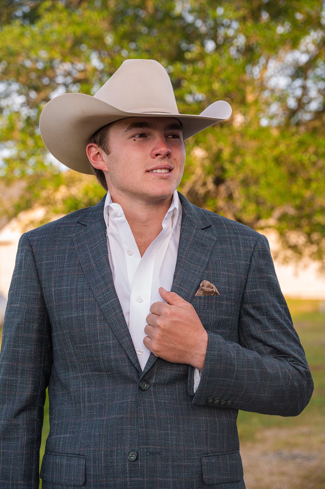 New Dark Green Tan Detail Cowboy Sport Coat