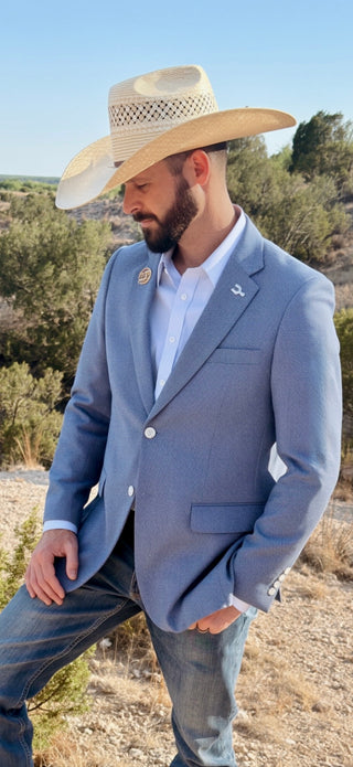 New!!  Dusty Blue Chino Cowboy Sport Coat