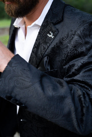 Black Etched Paisley Cowboy Sport Coat — Classic Fit western jacket with longer sleeves by Espuela Design Co