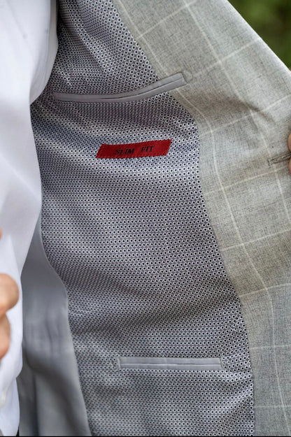 Dove Grey Windowpane Cowboy Sport Coat – Slim Fit Classic Western Refinement