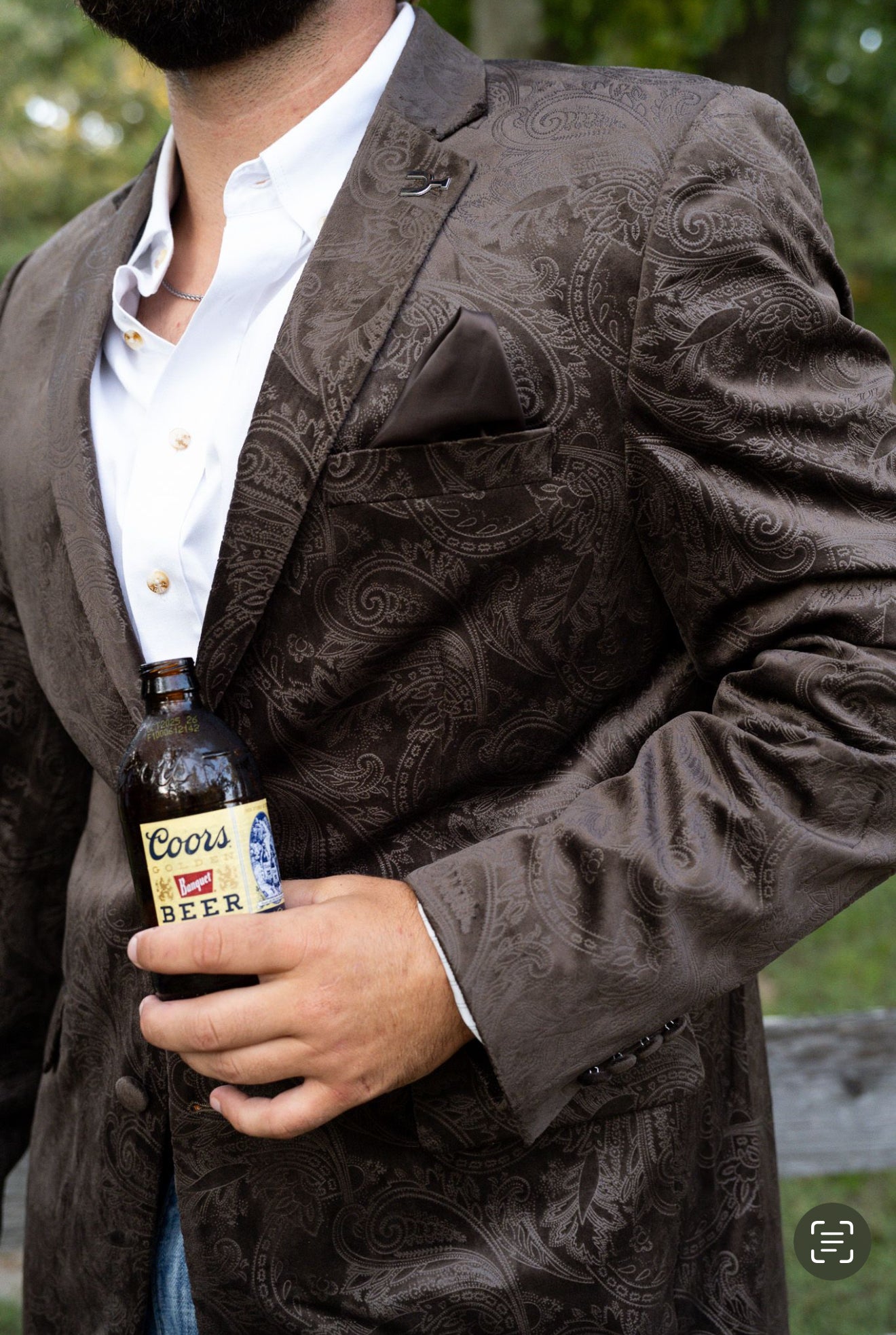 Brown Etched Paisley Cowboy Sport Coat in Classic Fit — luxury western formal jacket designed in Texas by Espuela Design Co.