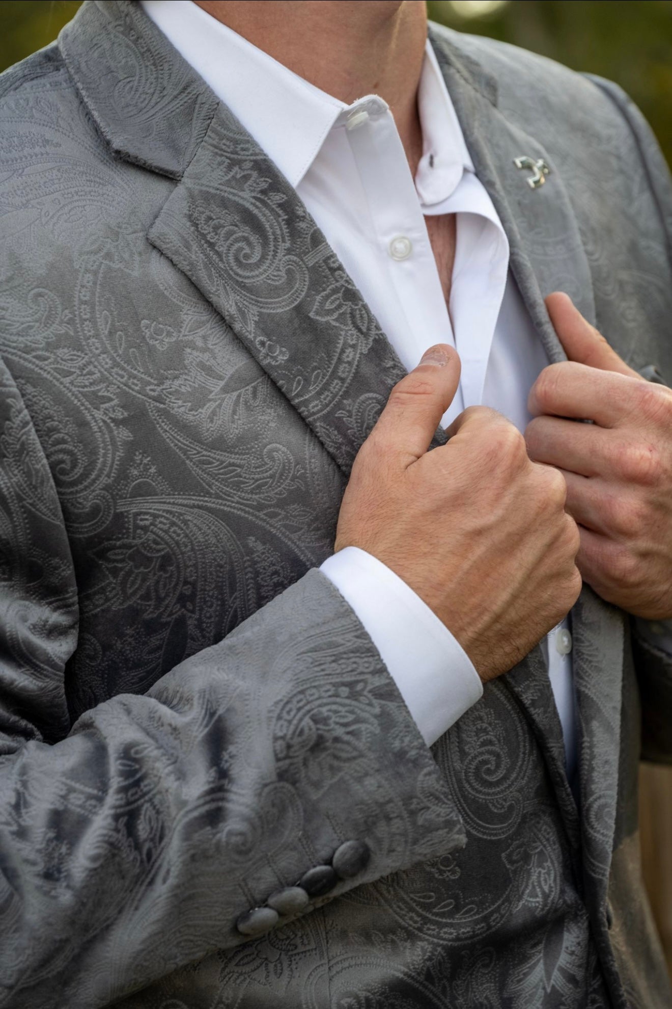 New! Grey Etched Paisley Cowboy Sport Coat