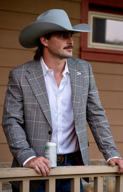 The Saddle Smoke Cowboy Sport Coat – Rust, Grey & Brown Plaid