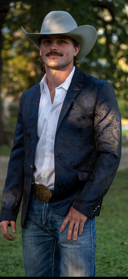 Royal Blue/Black Paisley Cowboy Sport Coat