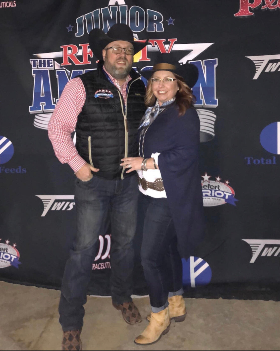 Owners Cody Oden and Karen Oden, standing in front of step and repeat for NFR event in Las Vegas, NV. 